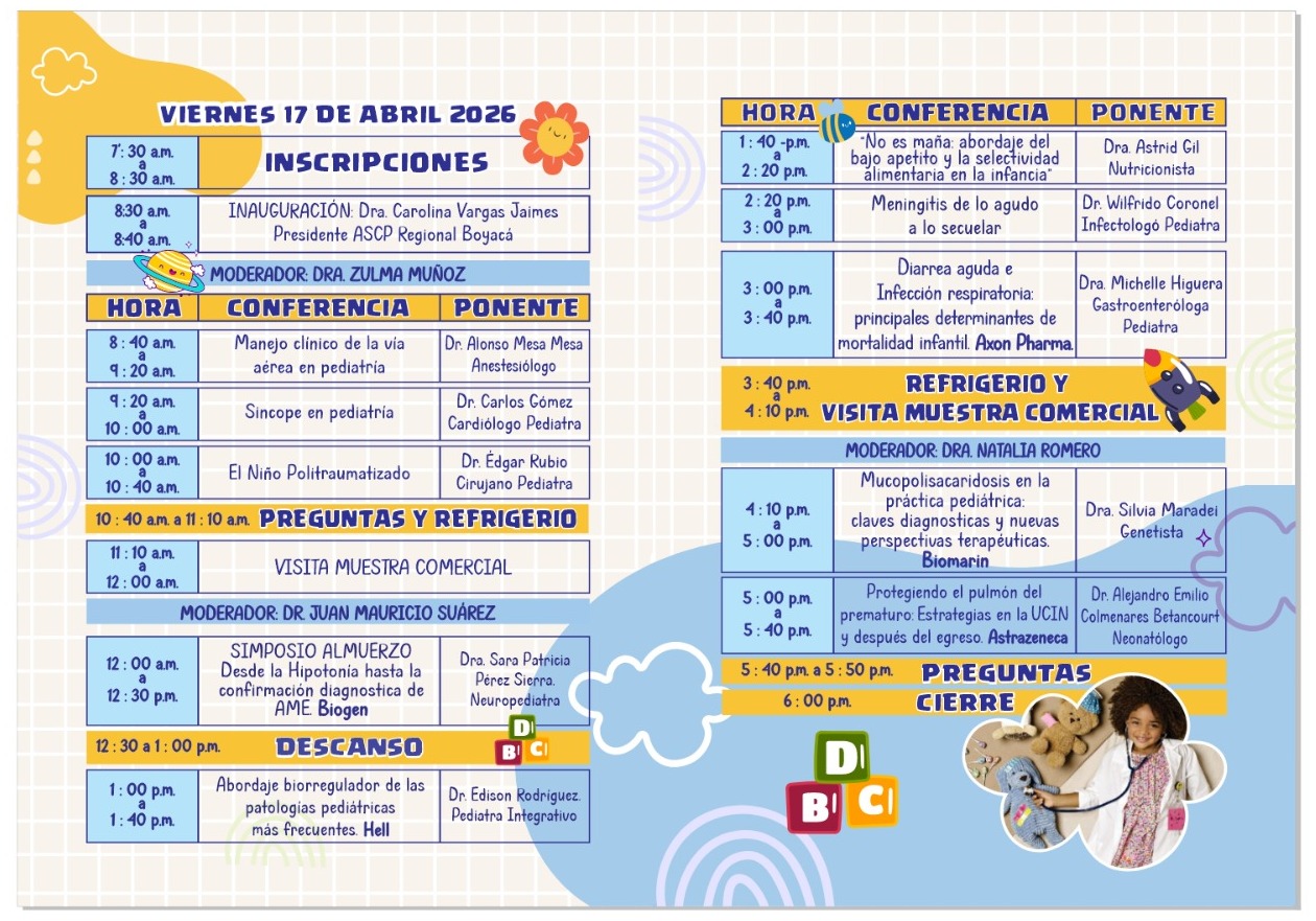 Programa del día viernes 17 de abril de las Jornadas de Pediatria 2026